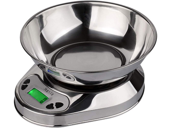 Elektroniczna waga kuchenna z misą 5kg/1g cyfrowa precyzyjna metalowa