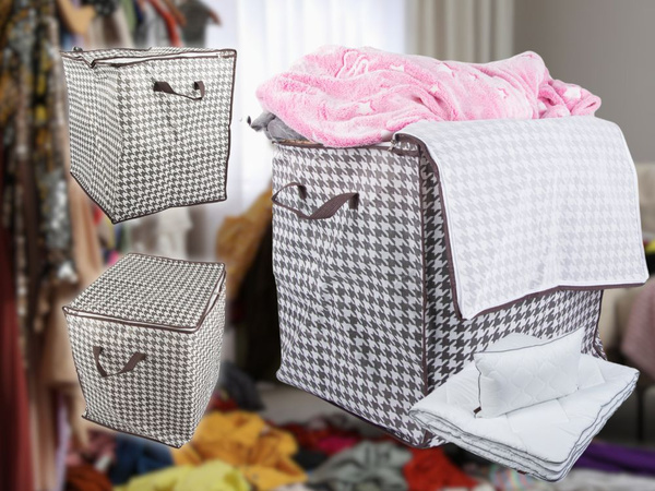 POJEMNIK DO SZAFY ORGANIZER TKANINOWY NA POŚCIEL UBRANIA SKŁADANY 100L