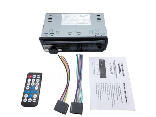 Radio samochodowe bluetooth usb aux sd 1-din mikrofon + pilot 4 x 60w