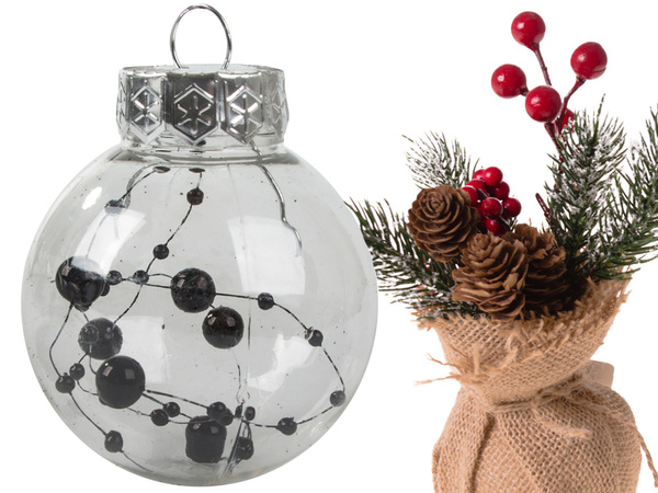 Bombki choinkowe na choinkę 6cm zestaw 24szt święta czarne świąteczne