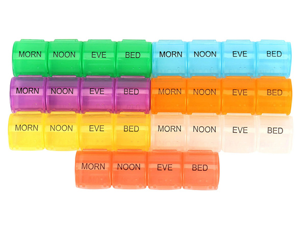 Pojemnik na leki tabletki pudełko tygodniowy pory dnia lekarstwa kasetka