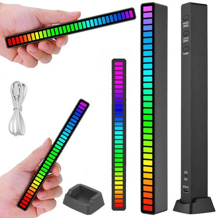 Ledy usb reakcja na dźwięk multikolor neon listwa rgb led mruga 18 trybów