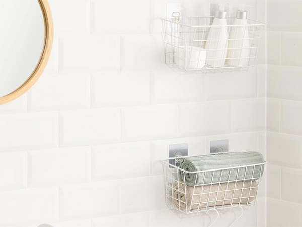 Koszyk wiszący kosz organizer metalowy zawieszany półka wisząca biały mocny