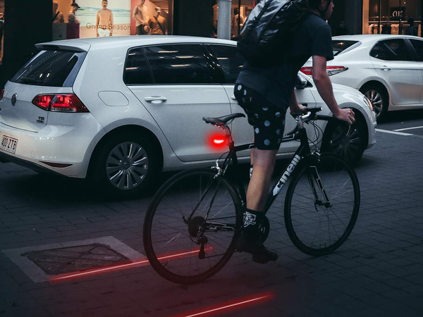 Lampka rowerowa tylna laserowa 5 led laser linia oświetlenie tylnie drogi