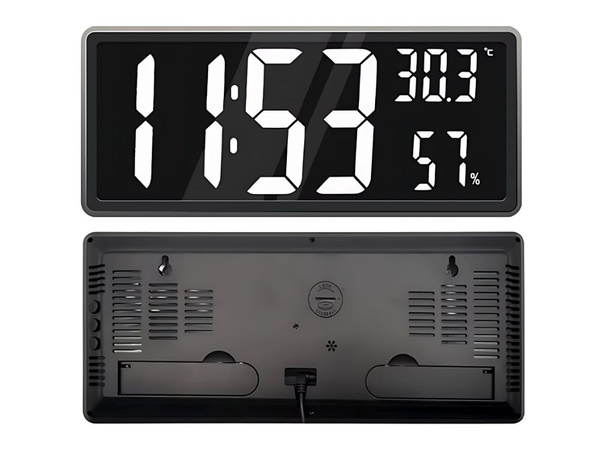 Zegar budzik elektroniczny cyfrowy led stojący wiszący temperatura wilgoć