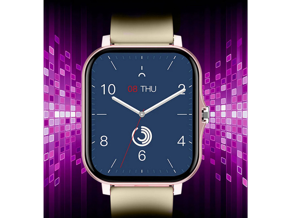 Smartwatch zegarek damski męski gumowy pasek sport bluetooth rozmowy złoty