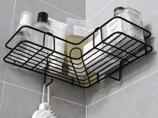 Półka łazienkowa do łazenki pod prysznic narożna loft wisząca haczyk czarna