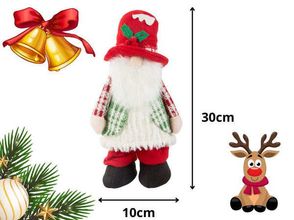 Skrzat krasnal podświetlany led brzuch świąteczny gnom pod choinkę 30cm