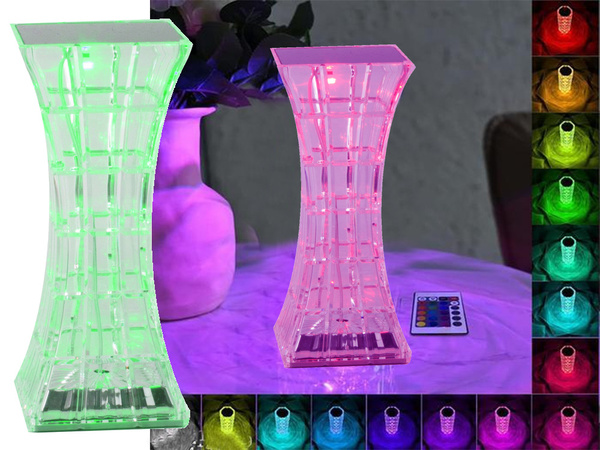 Lampka kryształ nocna stołowa led rgb usb pilot