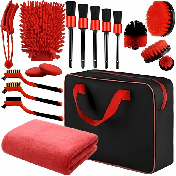 ZESTAW DETAILINGOWY DO CZYSZCZENIA SAMOCHODU SZCZOTKI PADY ORGANIZER TORBA