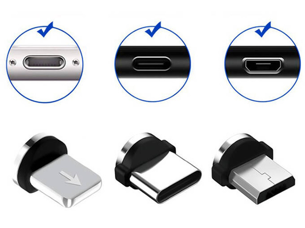 Kabel magnetyczny przwód do ładowania 3w1 micro typ-c usb lightning 1m