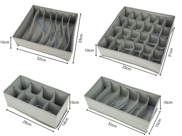 Organizer na bieliznę skarpetki do szuflady szafy pojemnik zestaw 4 sztuk