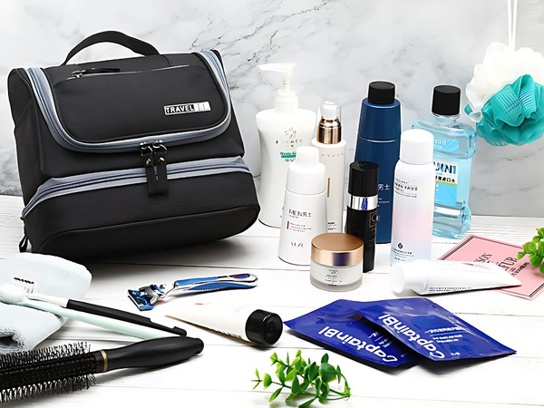 Kosmetyczka podróżna ogranizer z haczykiem duża unisex wodoodporna czarna