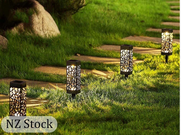 Lampa lampy ogrodowa solarna ozdobna zestaw 4 sztuki czujnik zmierzchu