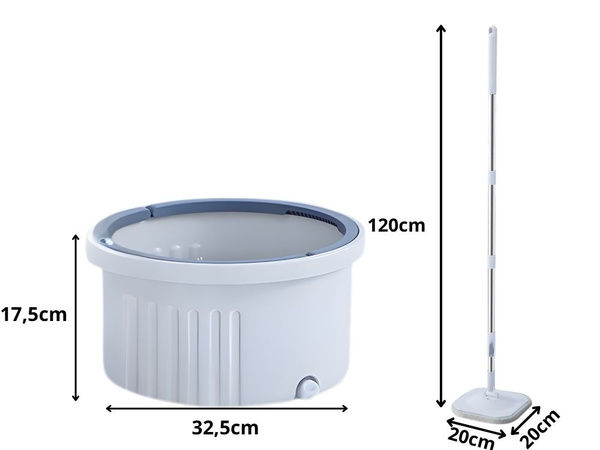 Mop płaski kwadratowy z wiadrem rotacyjnym odpływ nakładka z mikrofibry