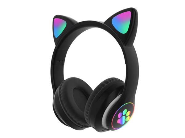 Słuchawki bezprzewodowe bluetooth radio fm mp3 kocie uszy podświetlenie led