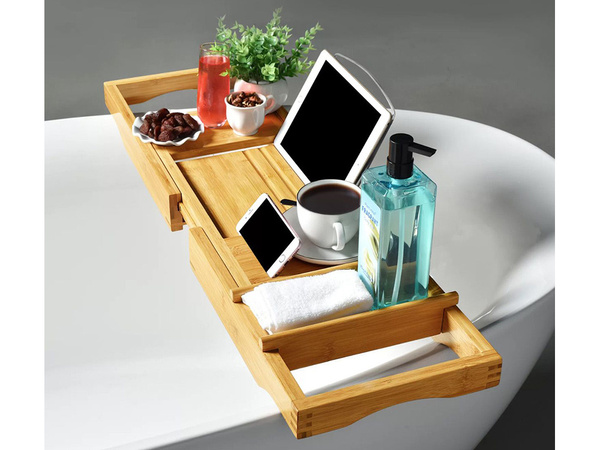 Półka na wanne regulowana duża bamboo spa nakładka
