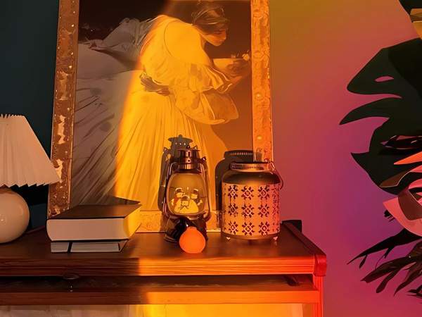 Projektor lampka zachód wschód imitacja słońca metalowa led rgb usb + pilot
