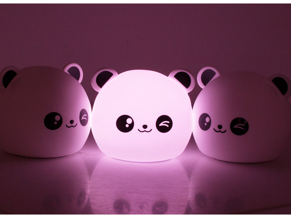 Lampka nocna dla dzieci panda rgb pilot led usb