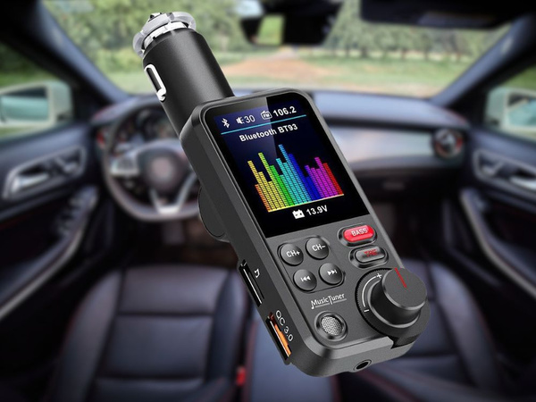 Transmiter bluetooth 5.0 fm zestaw głośnomówiący usb qc tf bass lcd 12-24v
