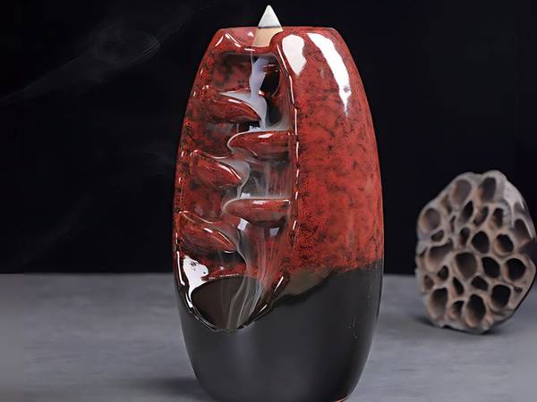 Kominek zapachowy ceramiczny wodospad kadzidło aromaterapia + 10 knotów