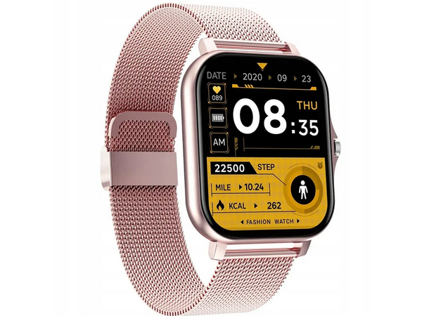 Smartwatch zegarek damski męski gumowy pasek sport bluetooth rozmowy różowy