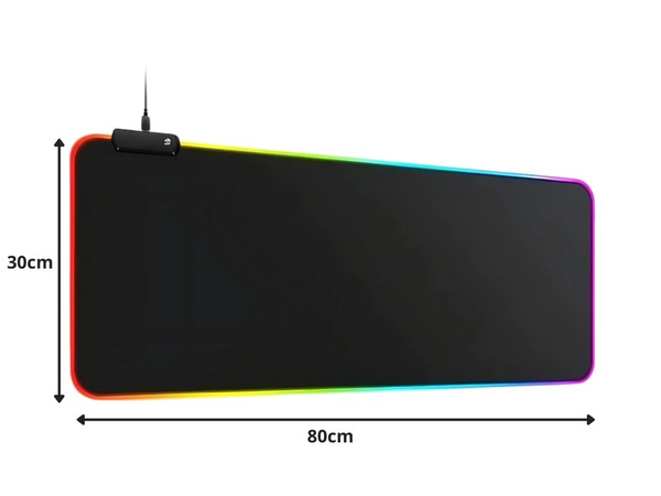 PODKŁADKA GAMINGOWA PODŚWIETLANA RGB XL 80X30 POD MYSZKĘ KLAWIATURĘ USB