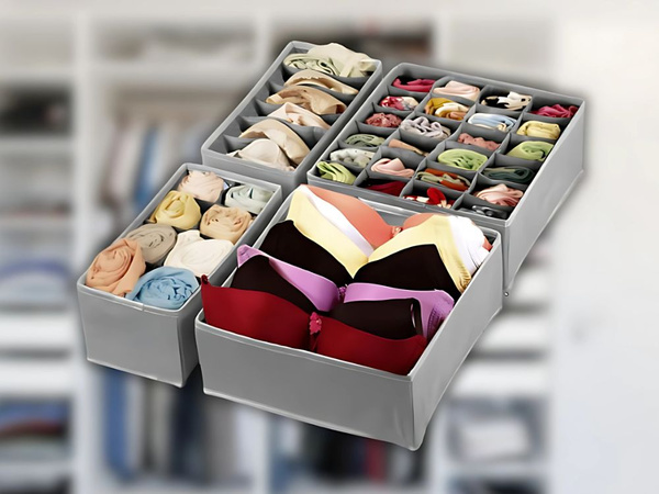 Organizer na bieliznę skarpetki do szuflady szafy pojemnik zestaw 4 sztuk