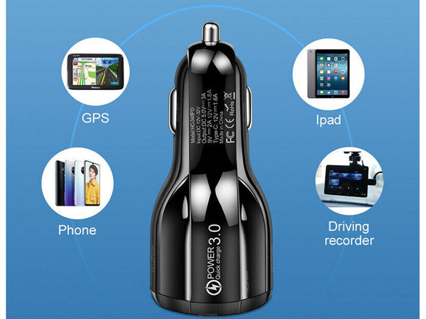 Ładowarka samochodowa do gniazd zapalniczki 2xusb quickcharge 3.0 szybka