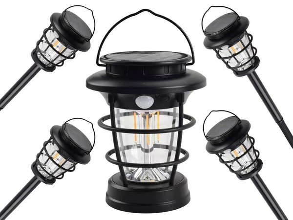 Lampa solarna kempingowa latarnia ogrodowa led usb czujnik ruchu zmierzchu