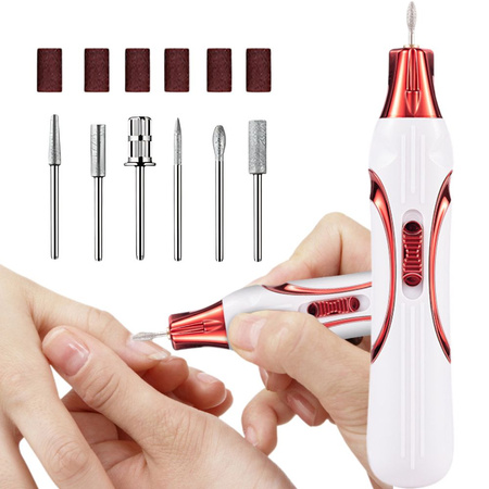 Frezarka do paznokci zestaw frezy rolki do żelu i hybryd bezprzewodowa usb
