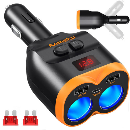 Rozdzielacz gniazda zapalniczki 12-24v 2xusb-a 1xusb-c qc 3.0 80w ładowarka
