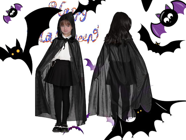 Peleryna halloween czarny płaszcz z kapturem przebranie strój dla dziecka