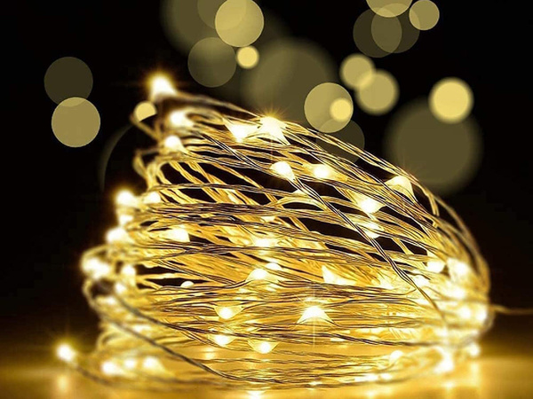 Lampki druciki 100 led na baterie 10m ciepła barwa