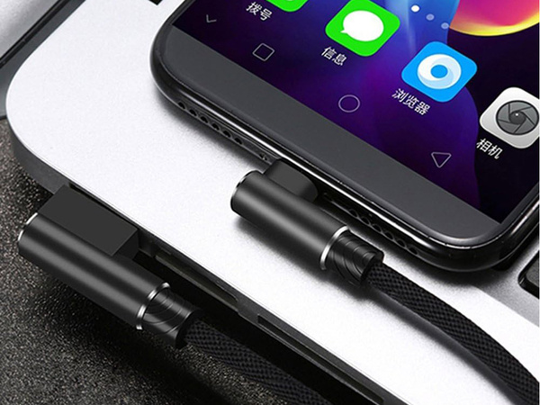 Kabel przewód usb usb-c typ c kątowy do ładowania qc do telefonu 1m