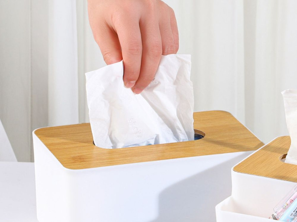 Pudełko na chusteczki higieniczne pojemnik organizer chustecznik bambus