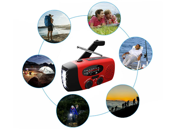 Radio latarka akumulatorowe solarne dynamo na korbkę powerbank usb awaryjne