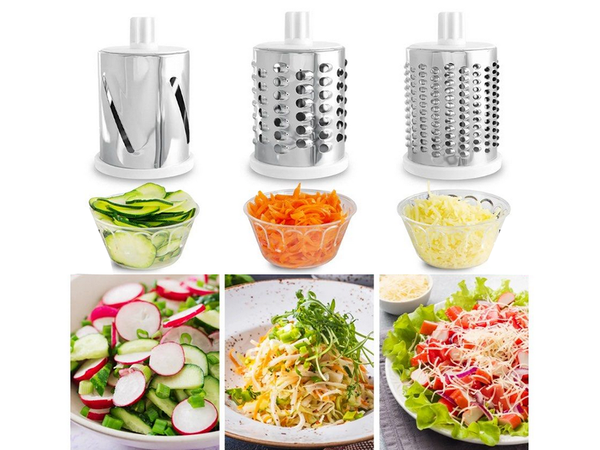 Maszynka do tarcia ziemniaków sera warzyw szatkownica 3x tarki wkłady 3w1