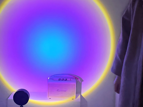 Projektor lampka zachód wschód imitacja słońca metalowa led rgb usb + pilot