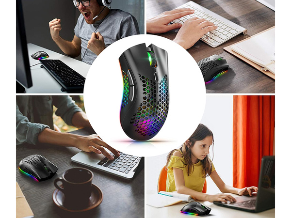 Myszka bezprzewodowa 2,4 ghz mysz do laptopa sensor optyczny podświetlenie