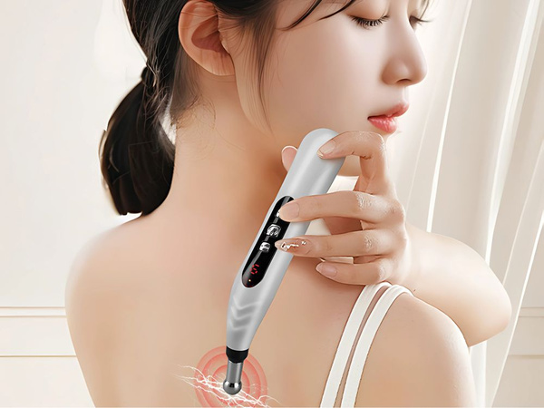 Długopis masażer do akupunktury elektrostymulator 5 końcówek lcd zestaw