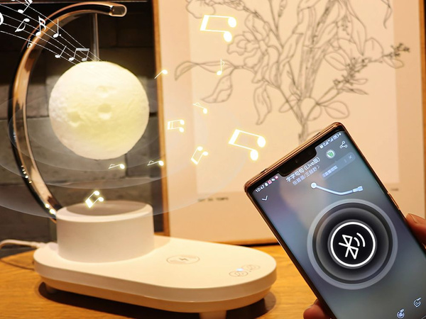 Lampka księżyc rgb z ładowarką indukcyjną 10w led usb głośnik bluetooth