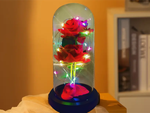 Wieczna róża w szkle świecąca led rgb prezent na okazję dla kobiet czerwona