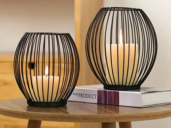 Świecznik metalowy dekoracyjny na świece 1 szt stojak lampion do domu taras