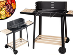 Grill ogrodowy duży węglowy bbq regulowany ruszt półki koła przenośny