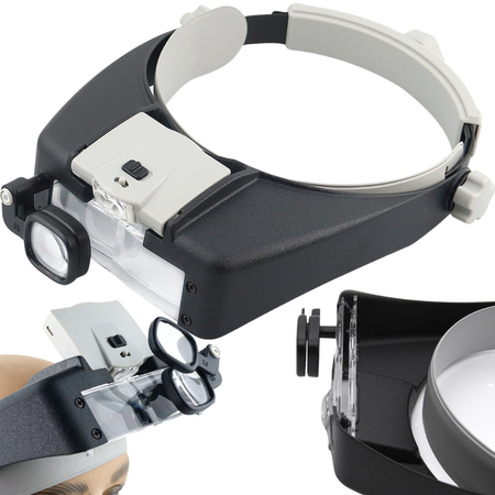 Lupa na głowę 2 led okulary precyzyjne serwisowe zegarmistrzowskie 1.5x 17x