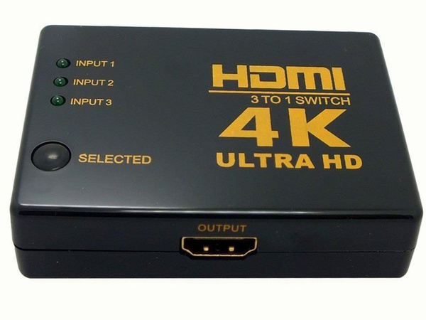 Switch rozdzielacz 3x do 1 hdmi 4k uhd + pilot ir