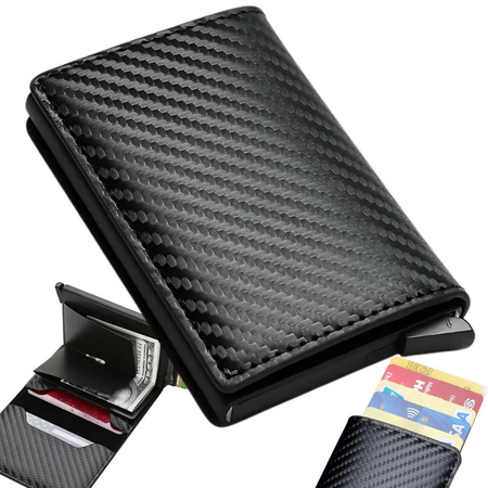 Portfel męski etui rfid antykradzieżowy czarny na karty banknoty ekoskóra
