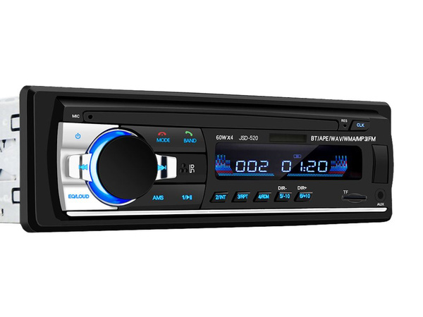 Radio samochodowe bluetooth usb aux sd 1-din mikrofon + pilot 4 x 60w