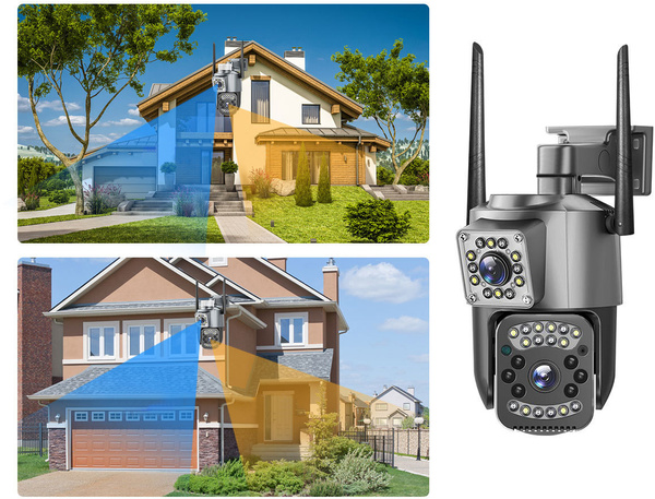 Kamera z dwoma obiektywami wifi zewnętrzna obrotowa detektor ruchu ip 4g